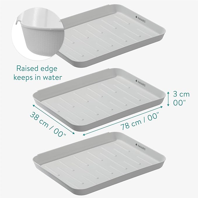 Navaris Set of 3 Shoe Drip Trays - Multi-Purpose Boot Tray for Rain Boots, Winter Boots, Sneakers - Indoor and Outdoor Use in All Seasons - Gray, S