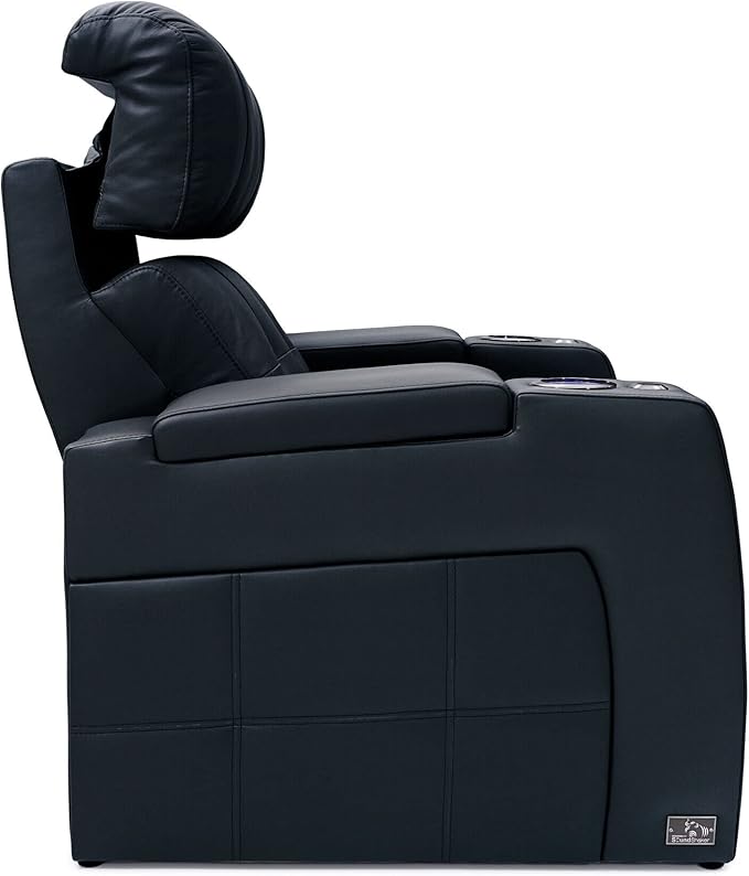 Seatcraft Kodiak Zero-Gravity CoolZero Italian Leather Home Theater Seating, Powered Headrest, Powered Lumbar, Powered Recline, Row of 2, Black