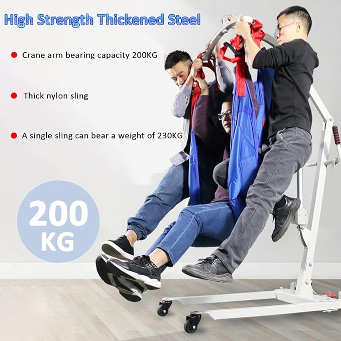 Manual Hydraulic Patient Lift Commode Sling, 440lb Weight Capacity, Body Transfer Lift Chair for Full/Partial, Paralysis Patients Lift for Home Use,Wheelchair/Bed/Toilet Transfers