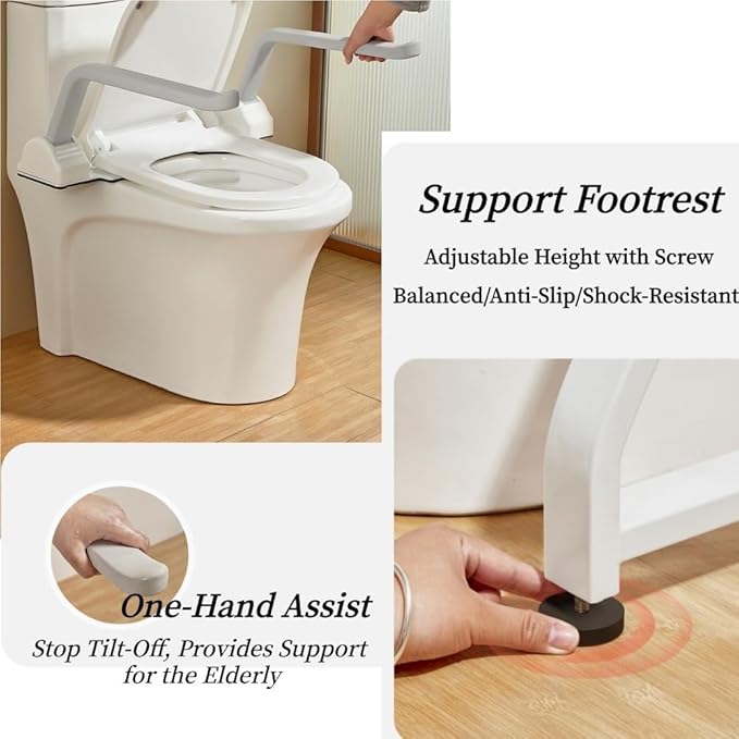 Toilet securety Rails, Toilet Seating and Standing Assist, Foldable Toilet securety Frame, Freestanding Toilet Seat Riser, Toilet Riser with Handles for Elderly