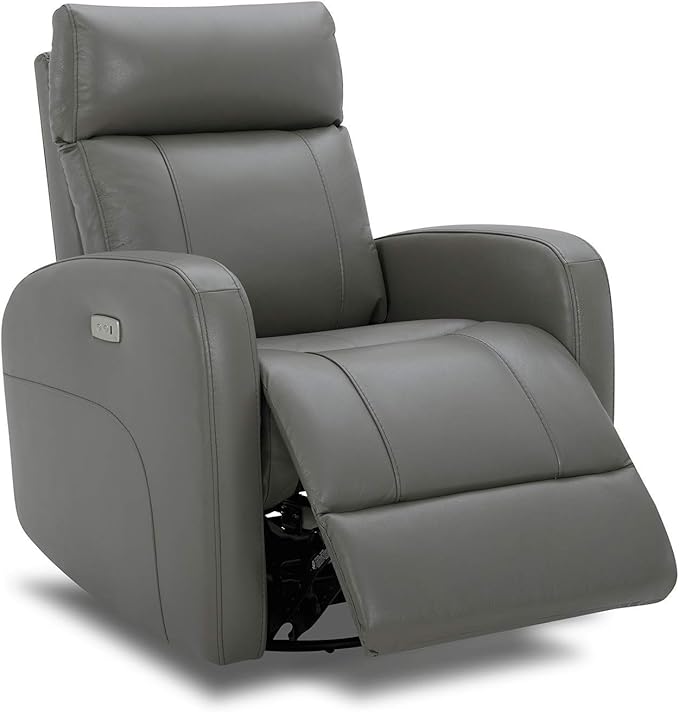 CHITA Genuine Leather Power Swivel Glider Recliner Chair for Adults, FSC Certified Electric Nursery Rocker Recliner Chair for Living Room, Haze