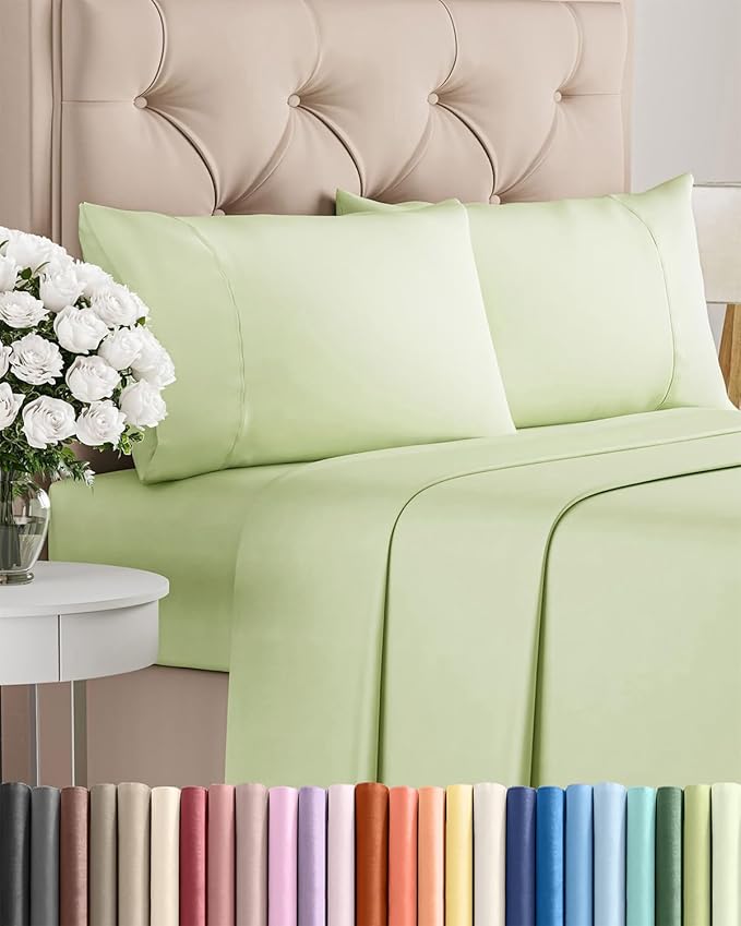 Twin 4 Piece Sheet Set - Cooling & Breathable Bed Sheets - Hotel Luxury Bed Sheets for Women, Men, Kids & Teens - Bedding with Deep Pockets & Easy Fit - Soft and Wrinkle Free - Twin Light Sage Sheets