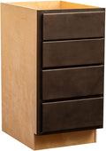 Quicklock RTA (Ready-to-Assemble) | Base Kitchen Cabinets - Shaker Style | Made in America (Espresso Stain, 18" Wx34.5 Hx24 D 4 Drawer)
