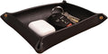Valet Tray – Full-Grain Leather Catchall Organizer for Keys, Phone & Wallet – Rustic Nightstand & Desk Tray with Raised Sides – Handmade in USA (Black, Small Rectangle)