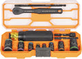 Klein Tools 65242 KNECT Impact Socket Set, Ratcheting Screwdriver Set, 1/4-Inch Drive, 4 SAE and 4 Metric Flip Sockets, 16 Hex Sizes, Adapters, MODbox Case