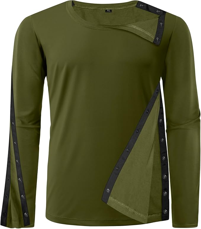 Unisex Post Shoulder Surgery Recovery Shirts - Full Tear Away Snap Long Sleeve Men Chemo Port Shirts for Men Women