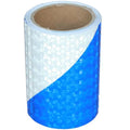 Reflective Tape Blue and White 4 inch X 10 feet, Outdoor Waterproof Hazard Conspicuity Warning Industrial Marking Tape