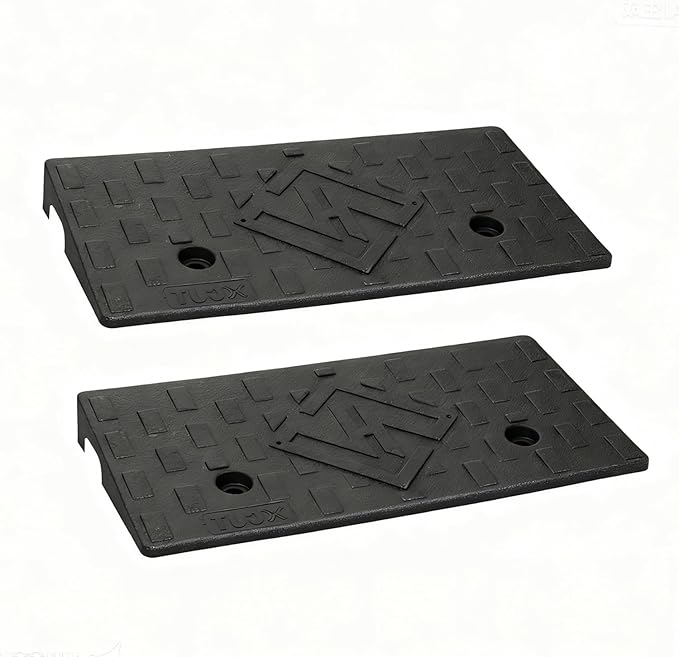 Rubber Curb Ramps for Driveway Sidewalks Shed Entry 2 Inch Rise Height 2 Pack 19.68" L x 9.84" W Threshold Ramp for Cars Motorcycles Lawn Mowers 7000lbs Load Capacity