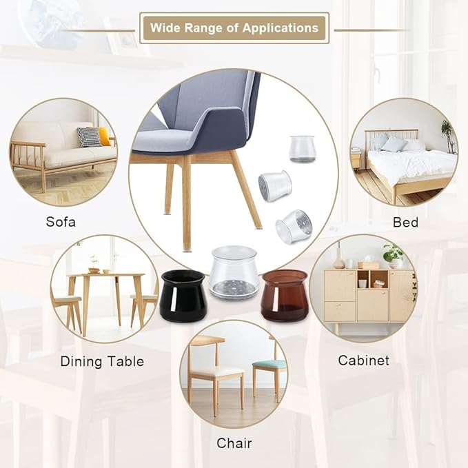 32 Pcs Chair Leg Floor Protectors - OASMU Silicone Felt Pads, Scratch-Proof & Noise-Free, Easy Smooth Moving, Small Size (Fits Round Chair Legs: 15/16" to 1-5/16" Diameter)