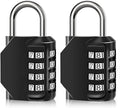 2PCS Combination Lock Waterproof 4 Digit Padlocks with Combination Code, Zinc Alloy Combination Lock for Door, Tool Boxes, Schools, Gym, Garden, Fences, Reel Cabinet & Storage, Black