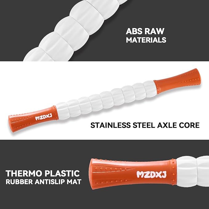 Muscle Roller Massage Roller Stick for Athletes, Help Reducing Muscle Soreness Cramping Tightness Leg Arms Back Calves Muscle Massager 18 inch(Orange White)
