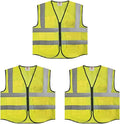 High-Visibility Safety Vests – Pack of 3, Reflective vest, Front Zipper & Utility Pockets for Maximum Safety