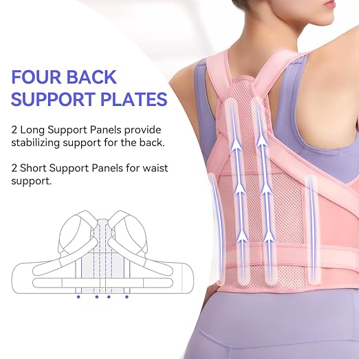 Fit Geno Back Brace Posture Corrector for Women and Men, Shoulder Straightener, Adjustable Full Back Support, Upper and Lower Back Pain Relief - Scoliosis, Hunchback, Hump, Thoracic, Spine Corrector (Multicolor, Large)