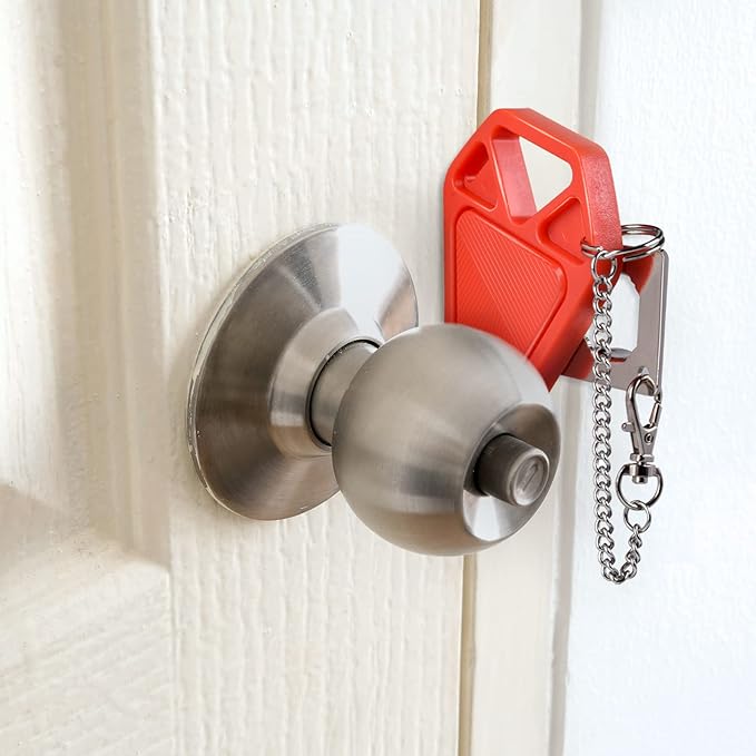 Travel Door Lock for Hotel Rooms Apartment Locks Home Security Defender Door Lock Latch Extra Door Locker from Inside Portable Lock for Door Security Travel Gifts Must Haves Essentials (4 Pack, Red)