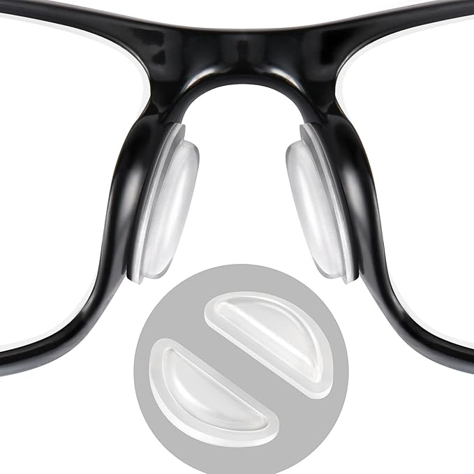 Eyeglass Nose Pads, Comfort Soft Silicone Glasses Nose Pad, Anti-Slip Heighten Air Chamber Glasses Grips for Eyeglasses and Sunglasses, with Sticky Backing (10 Pairs, Clear)