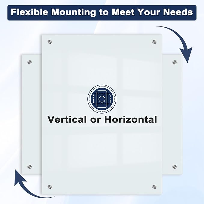 Magnetic Glass Whiteboard, 8' x 4' Glass Dry Erase Board for Wall, 96" x 48" Large Frameless White Board with 1 Marker Tray and 10 Magnets for Office, Home, Classroom - Normal White