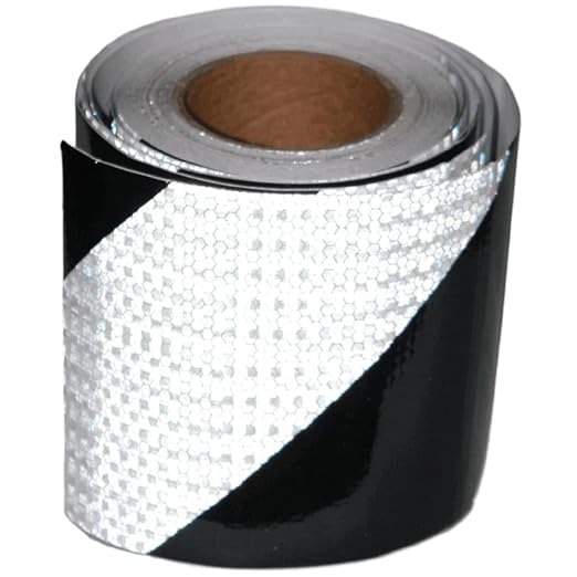 Black White Reflective Tape Outdoor Waterproof 6 inch X 66 feet, High Visibility Hazard Conspicuity Safety Industrial Marking Tape
