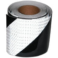 Black White Reflective Tape Outdoor Waterproof 6 inch X 66 feet, High Visibility Hazard Conspicuity Safety Industrial Marking Tape