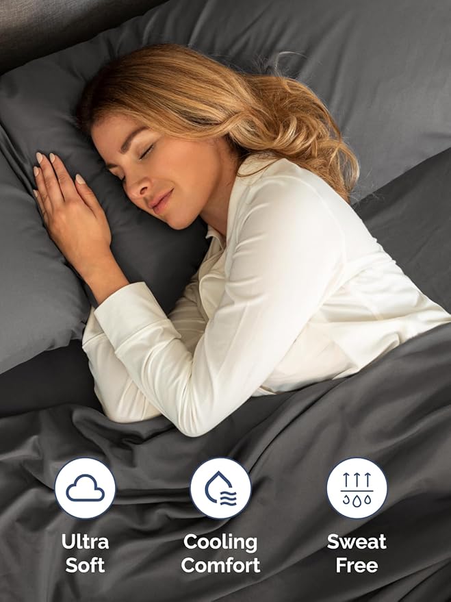 Extra Deep Twin XL Sheet Set - 4 Piece Breathable & Cooling Sheets - Hotel Luxury Bed Sheets Set - Easy & Secure Fit - Soft, Wrinkle Free & Comfy Sheets Set - Charcoal Sheet Set w/Extra Deep Pockets