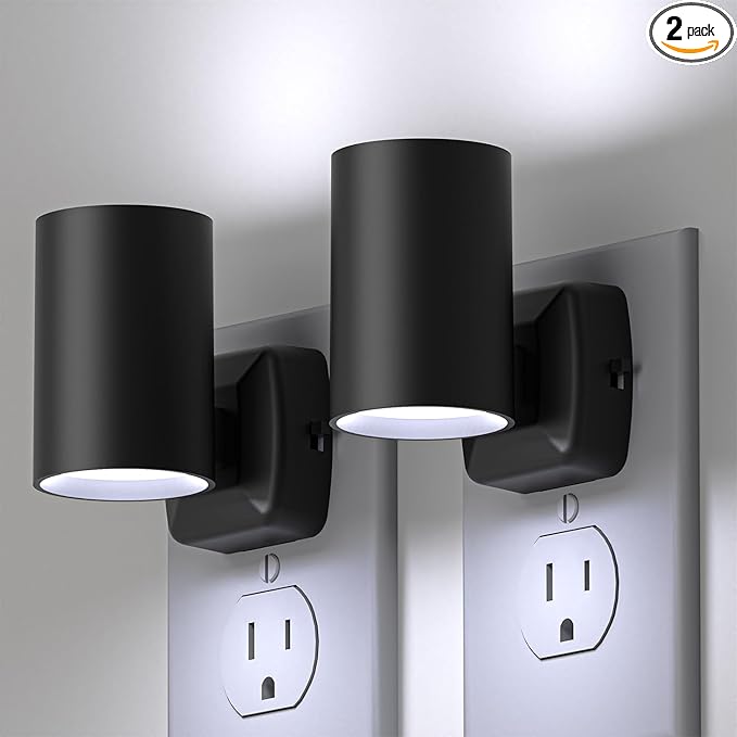 Led Night Light Plug in,Night Lights Plug into Wall Dusk to Dawn Sensor,20lm/40lm Adjustable Brightness,5700k Daylight,Dimmable Night Light for Hallway Bedroom Bathroom 2 Pack ETL-Certified