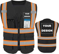 YOWESHOP High Reflective Visibility Safety Vest Custom Your Logo Safety Workwear with Reflective Strips and Pockets