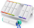Weekly Pill Organizer 2 Times a Day, KOVIUU Large Travel Pill Box 7 Day, Am Pm Twice Daily Pill Case with Rotatable Handle, Pill Holder Container for Vitamin, Medicine, Supplement, Fish Oil, White