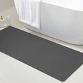 ACCUMTEK Ultra Thin Bath Mat, Upgrade Backing Non Slip Thin Bath Mats Fit Under Door, Quick Dry Ultra Absorbent Bathroom Rugs, Machine Washable Bath Rugs for Bathroom, Charcoal Gray/Solid/48 x20