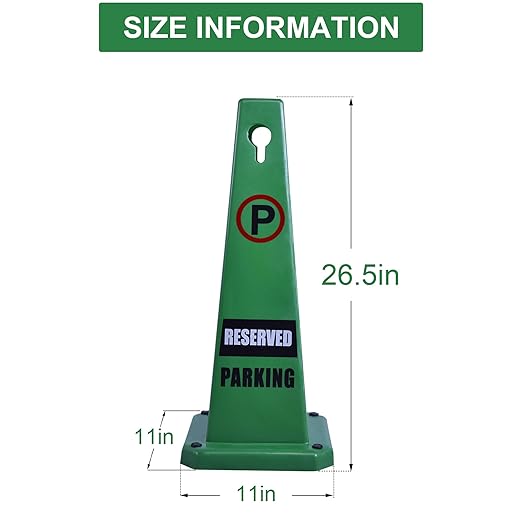 OrangeStar Reserved Parking Cones 4-Pack, 26.5" Large 4-Sided Message Safety Traffic Cones with Heavy Rubber Base for Indoor Outdoor Use, Parking Lot Control, Driveway Barriers