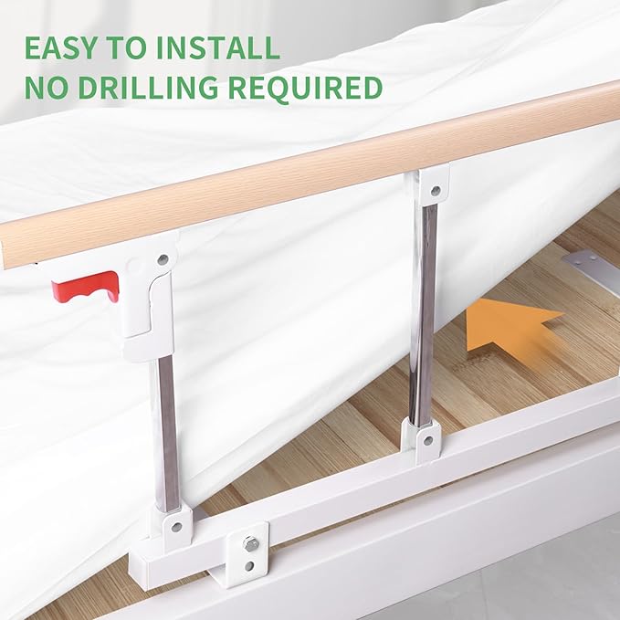Bed Rails for Elderly Adults Safety, Folding Medical Bed Safety Assist Rail Handle, Collapsible Bed Side Grab Rail, for Preventing Falling Out of Bed, for Geriatric Handicap