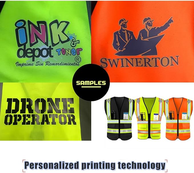 YOWESHOP High Visibility Reflective Safety Vest with Pockets Custom Your Logo Safety Workwear