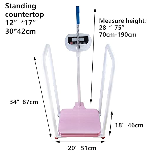 Assist The Elderly in Measuring Weight gain While Standing, with an Electronic Scale with armrests, Suitable for use in clinics, Hospitals, Schools, Nursing Homes (Pink)