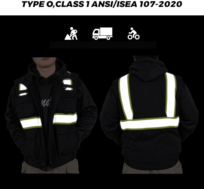 VENDACE Safety Vest High Visibility Reflective Fleece Winter Vest for Men with Pockets Hi Vis Construction Work Vest