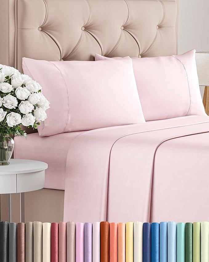 Twin XL 4 Piece Sheet Set - Cooling and Breathable Bed Sheets - Hotel Luxury Bed Sheets for Women, Men, Kids & Teens - Deep Pockets - Easy Fit - Soft and Wrinkle Free - Twin XL Lavender Pink Sheets