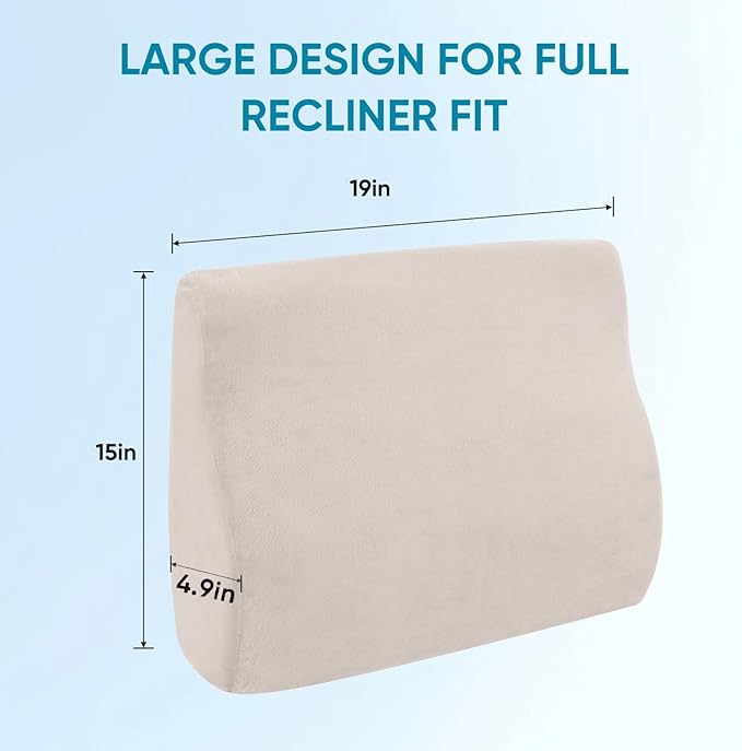Lumbar Support Pillow for Recliner Chair and Couch, Memory Foam Back Cushion Ergonomic Large Back Support Pillow for Lower Back Pain Relief, with Soft Velvet