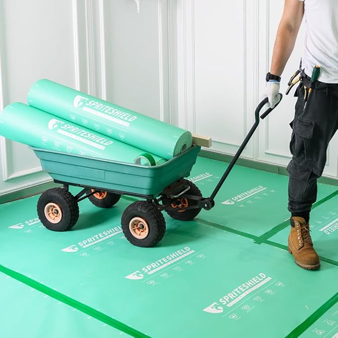 39" x 100' Heavy-Duty Temporary Floor Protection for Construction & Renovation, Green, Surface Protection Film for Hardwood Floors, Tile&Hard Paint Protection. (S-180G 39" x 100')