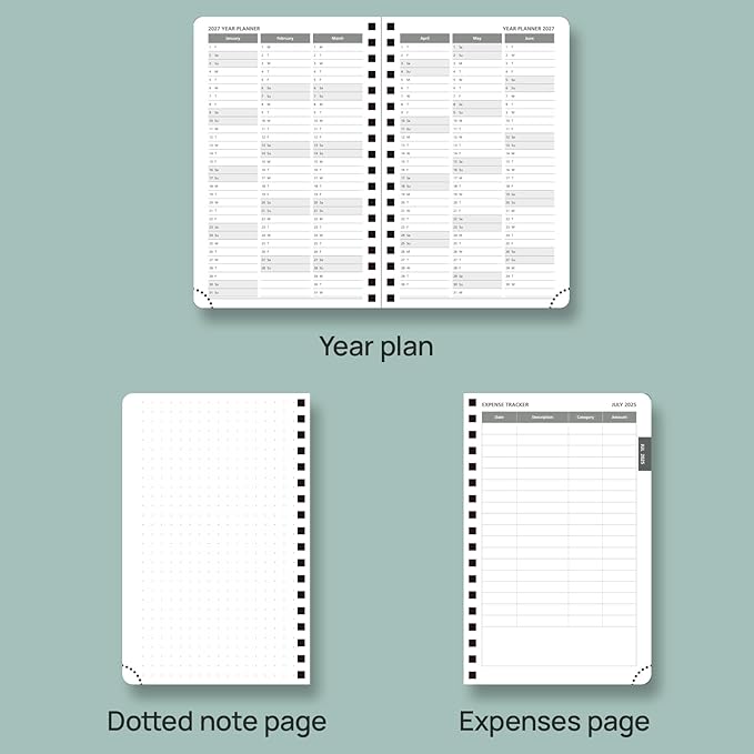 POPRUN Monthly Planner 2025-2026 Pocket Size (4" x 6.25") 18 Months Calendar (Jul 2025 - Dec 2026) - 4 Pages per Month with Monthly Expense & Notes, Sunday Start, Leather Cover - Night Sky Blue