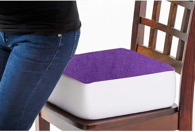 Comfort Finds Rise with Ease Seat Cushion - Thick Firm Chair Cushion Booster - Extra Thick Foam Pad for Home, Patio, Office and Car Seats - Extra Supportive Lift - 14 X 14 X 5 (Purple Fleece)