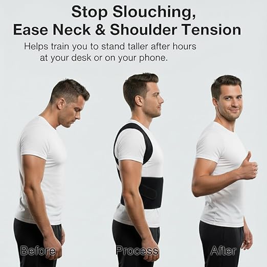 Full Back Posture Corrector for Men & Women – Pull-Back System Posture Brace – Wide Soft Straps, Breathable Mesh, Adjustable Support for Slouching, Rounded Shoulders & Upper Spine Pain Relief