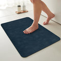 Bathroom Mat Quick Dry, Bathroom Rugs Non Slip Washable Thin Absorbent Bath Mat Fits Under Door Bathroom Floor Mat Perfect for Bath, Shower, or Sink 24"x48" Navy Blue