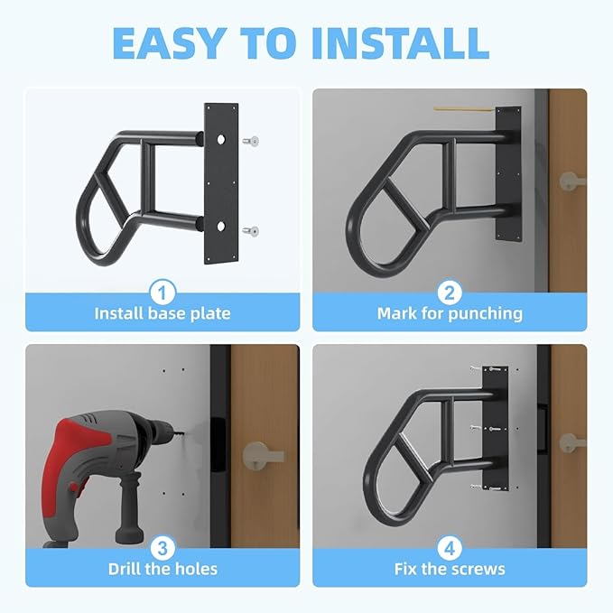 Handrails for Outdoor Steps, Stair Railing Indoor 1-3 Step, Hand Rails for Elderly, Porch Railing & Deck Hand Rail Wall Mount Stair Hand Grab Bars, 2 Pack U-Shape Safety Handle for Garage, Porch