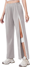 Deyeek Tear Away Pants for Women Side Slit Snap Sweatpants Loose Fit Post Surgery Casual Adaptive Clothing with Pockets