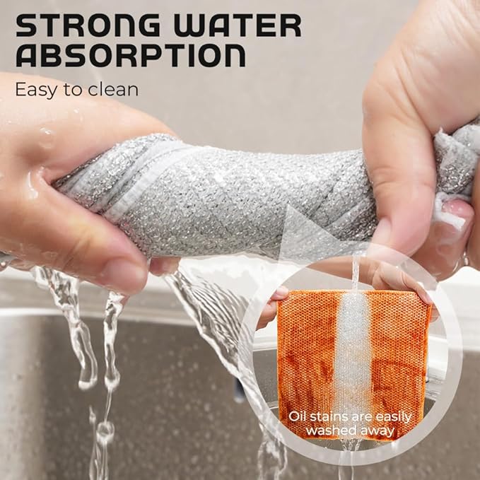 2024 New Multipurpose Wire Dishwashing Rags, Premium Metal Wire Dishwashing Cloth Scrubs Cleans, Scrubbing Wire Dishwashing Rags Non-Scratch Wire Dishcloth for Dishes, Sinks (5)