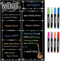 Magnetic Menu Board for Fridge, LiebHome Dry Erase Weekly Menu Planner/Family Calendar 16" x 12" with Grocery List and Notes (Black with 8 Markers)