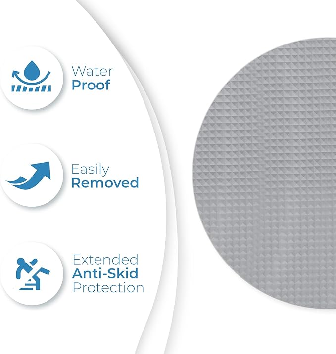 Anti Slip Shower Stickers 24 PCS, Gray Non-Slip Shower Strips for Adults, Premium Adhesive Bath Tub Stickers