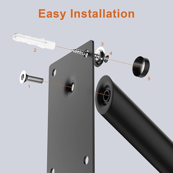 20 inch Stainless Steel Handrail for 1-3 Steps- 1.25" Tube, ZUEXT U Shaped Oil Rubbed Black Safety Grab Bar for Stairs, Wall Mounted Hand Railing for Outdoor Garage Entry Interior Exterior Stairway