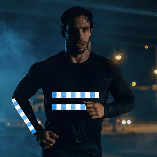Blue and White Reflective Tape Outdoor Waterproof 1 inch X 66 feet, High Visibility Hazard Conspicuity Safety Industrial Marking Tape