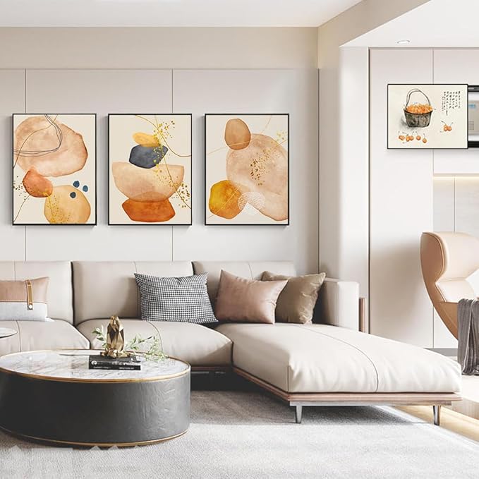 QKF Modern decor Minimalist Abstract framed Canvas Large Wall Art For Living Bedroom Bathroom Room Paintings posters Home Decoration posters & prints 16“X 24” wall art set of 3
