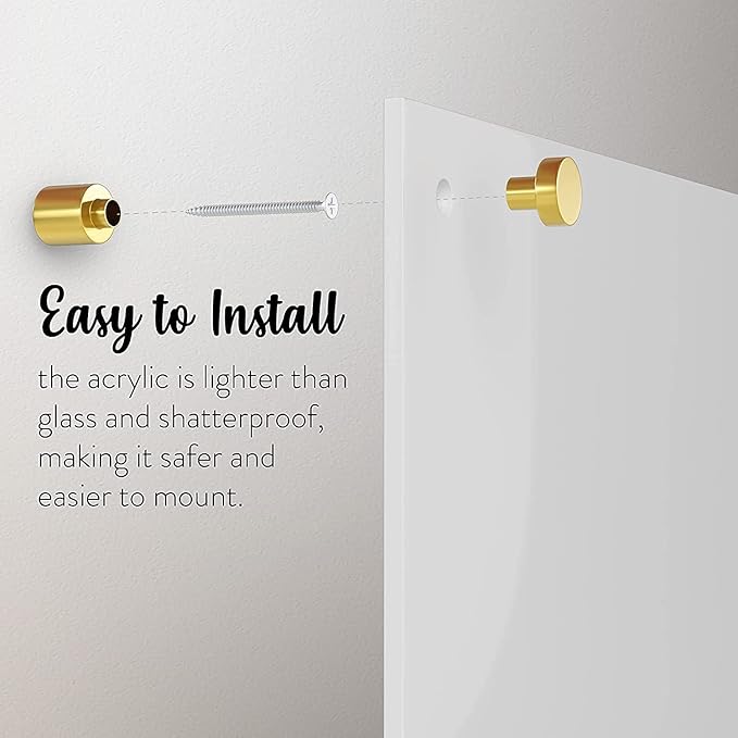 Acrylic Dry Erase Board for Wall with Stylish Border - Shipped Next Day, Made in USA, Non-Magnetic Whiteboard, Wall Mounted Board, Easy to Clean (White - 30x36)