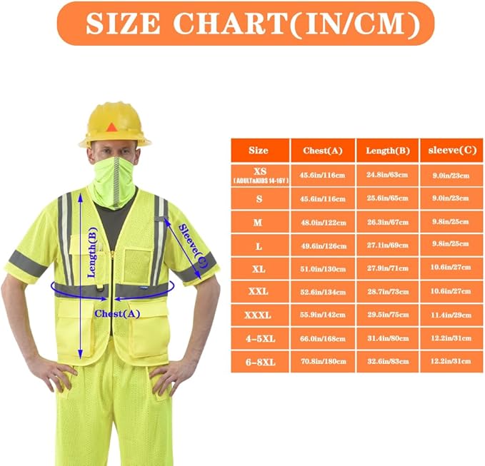 A-SAFETY High vis Reflective Mesh safety Vest ANSI Class 3
