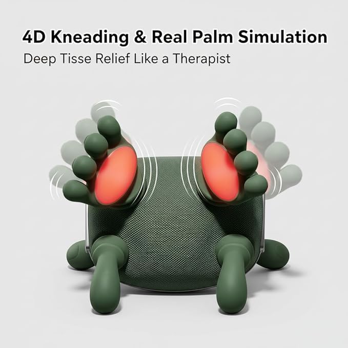 Neck Massager with Heat, Shiatsu Neck and Shoulder Massager with 4D Kneading, Simulates a Real Palm Massage for Comfort, Pain Relief Deep Tissue, ortable and Rechargeable for Home and Office